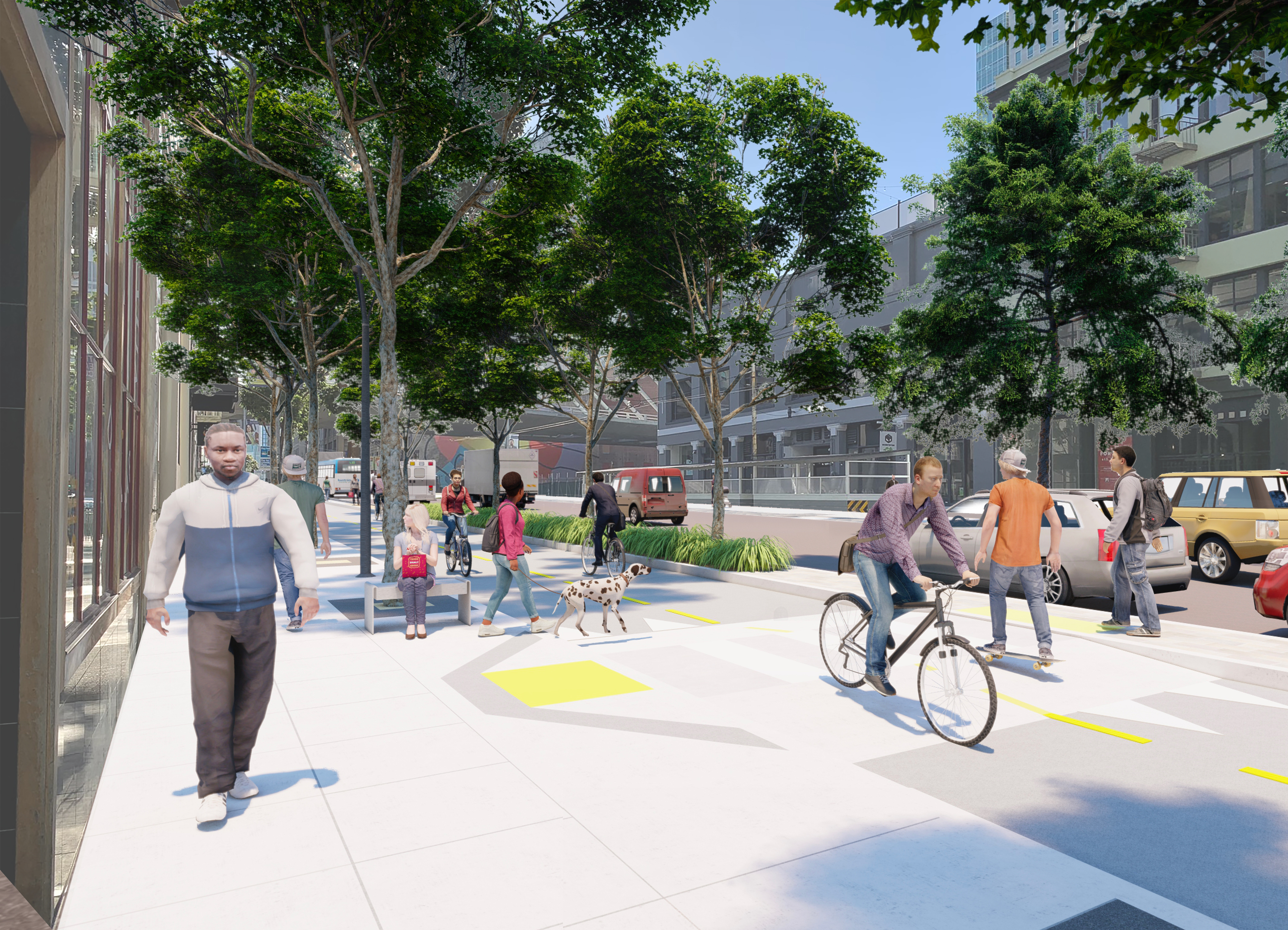 Howard Street rendering 2 busy sidewalks