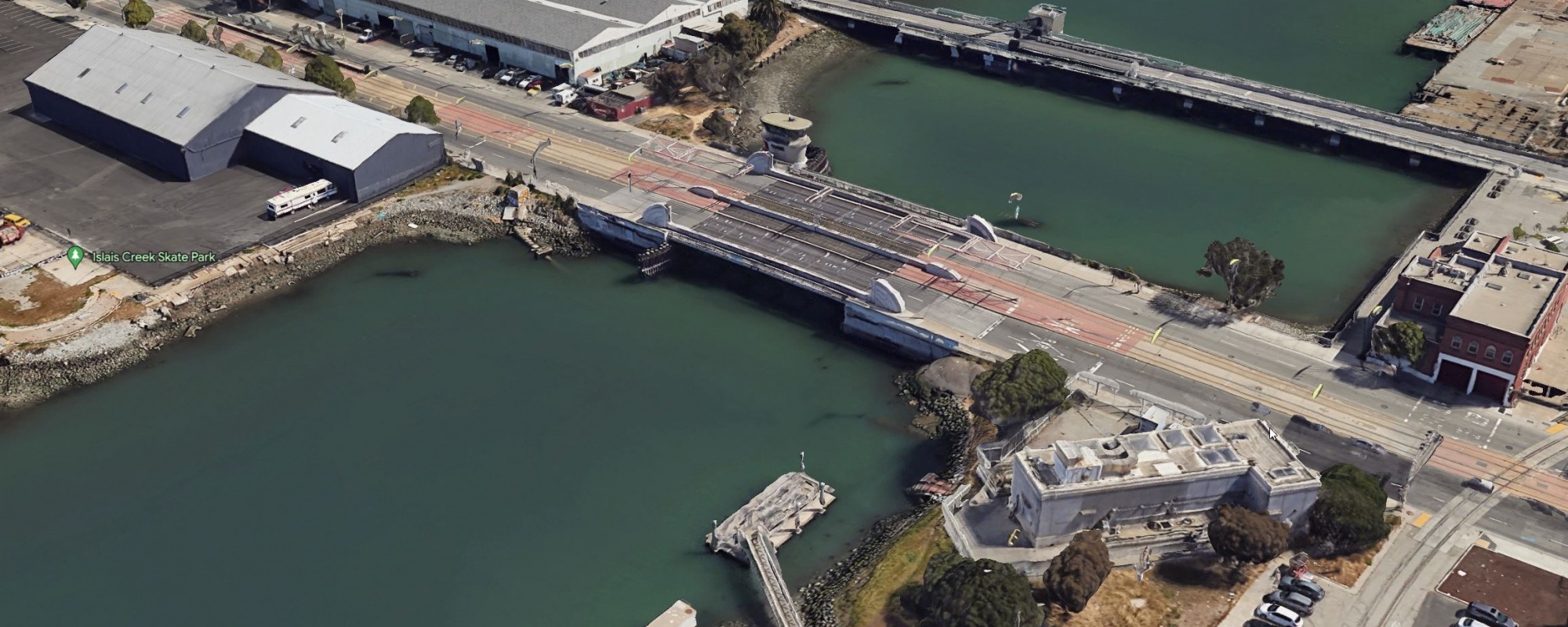 Google Earth Aerial View of the Islais Creek Bridge