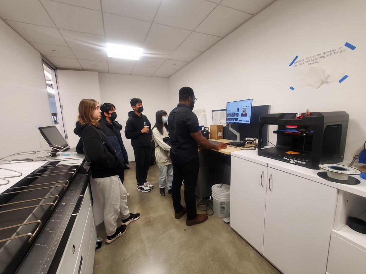 Student interns got hands-on in our fabrication room and learned how to laser cut and 3D print.