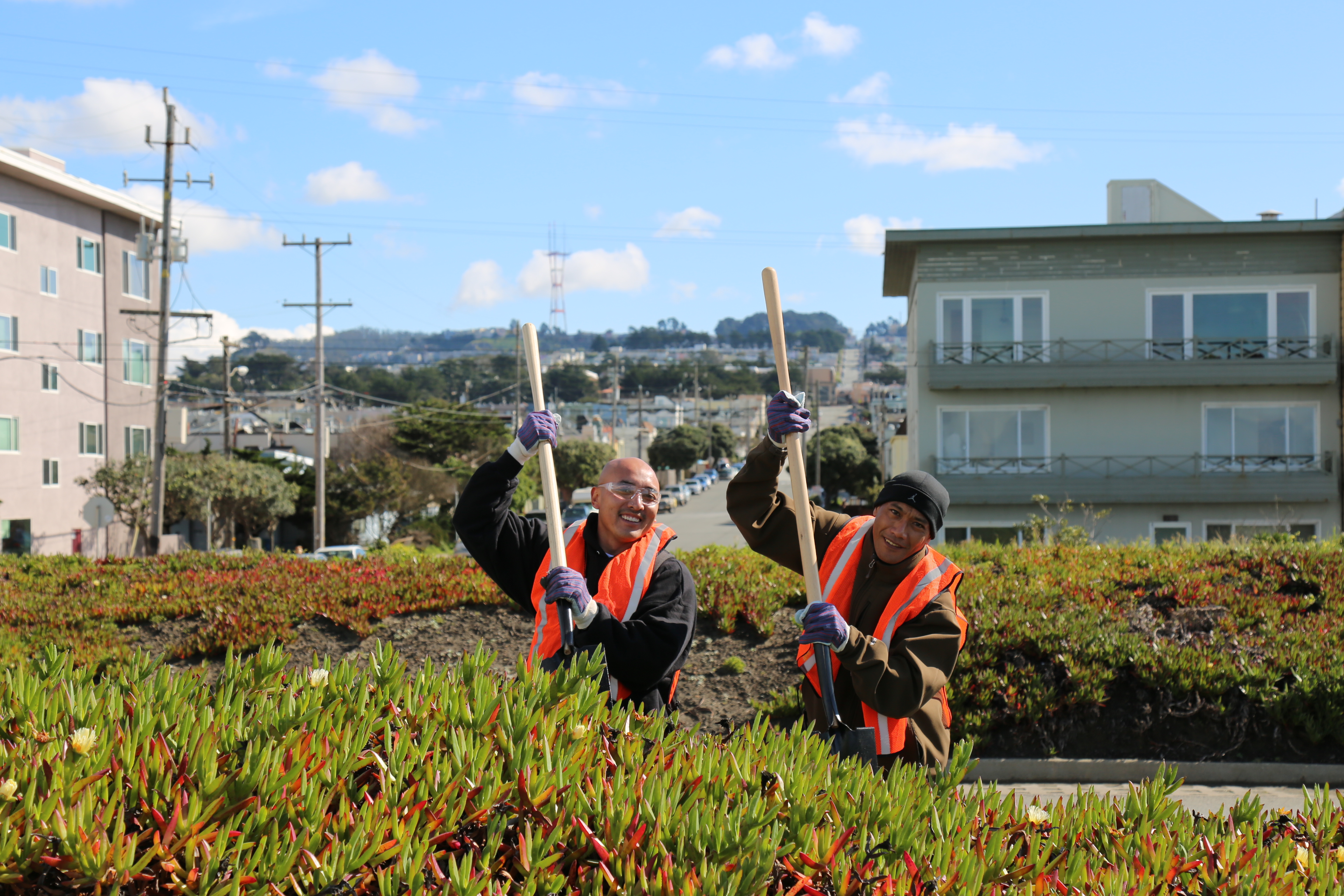 Volunteers working