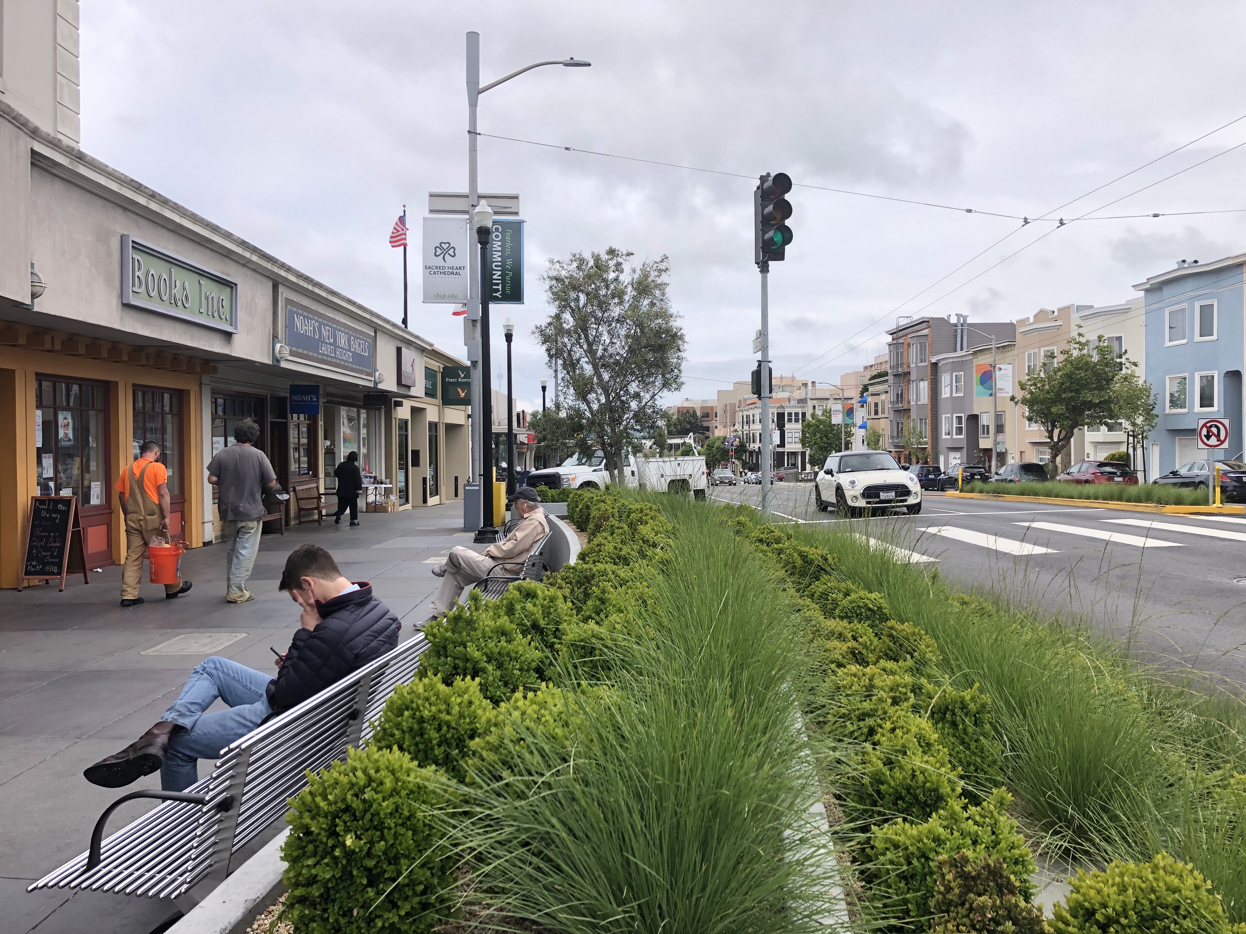 A garden next to the sidewalk