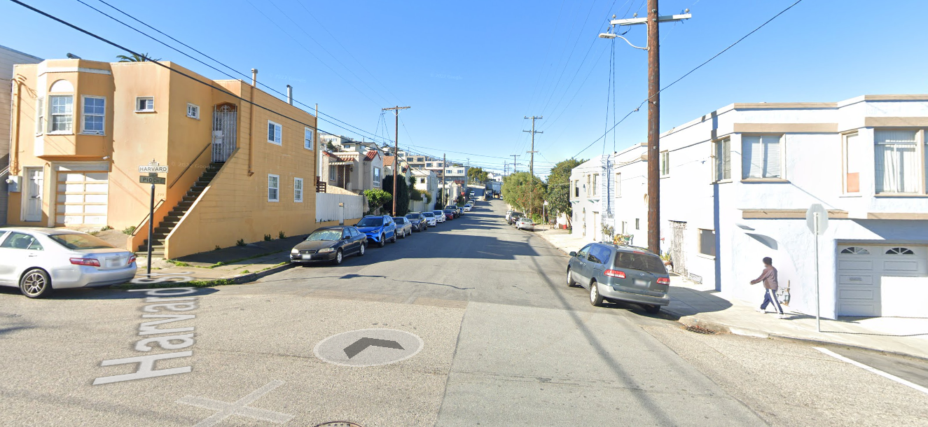 street level view of the Pioche and Harvard intersection