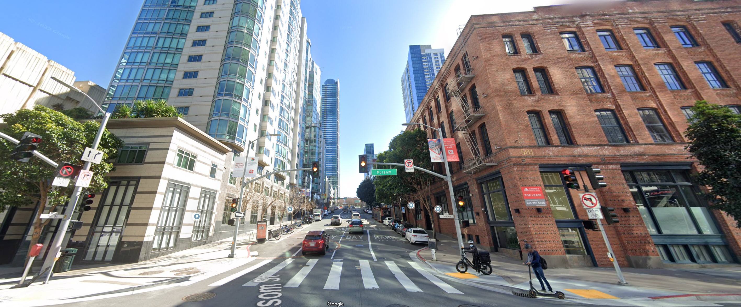 1st Street at Folsom looking toward Harrison