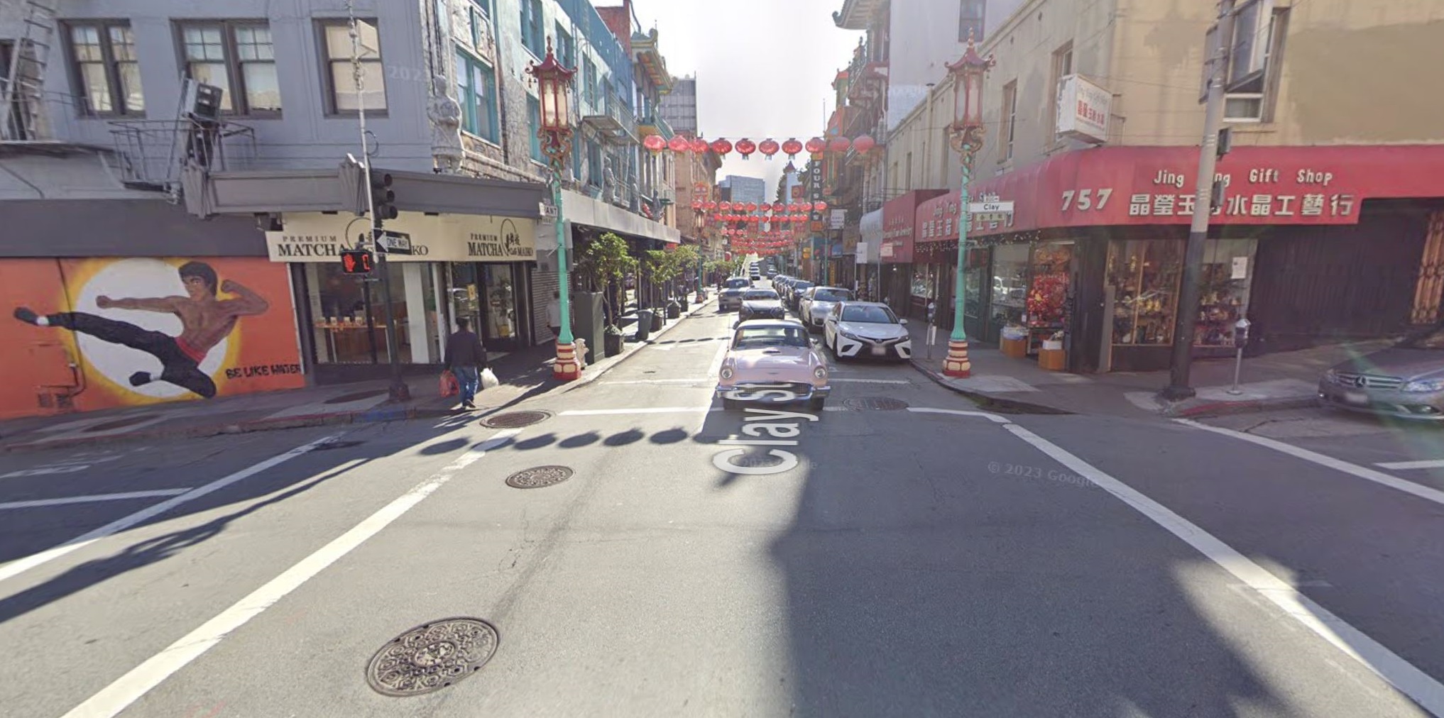 street level view of the Clay Street and Grant Street intersection