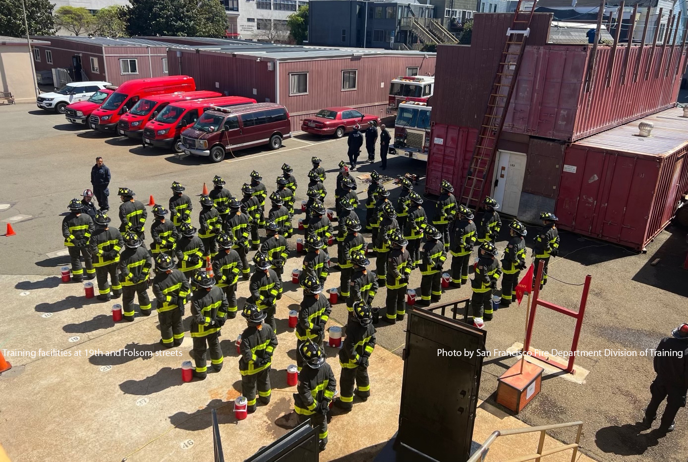 Firefighters at the training facilities at 19th and Folsom streets.