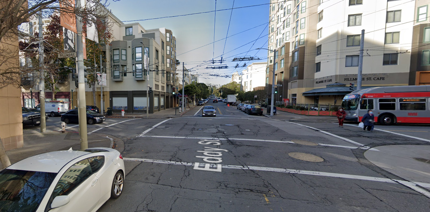 Street level view of eddy and fillmore