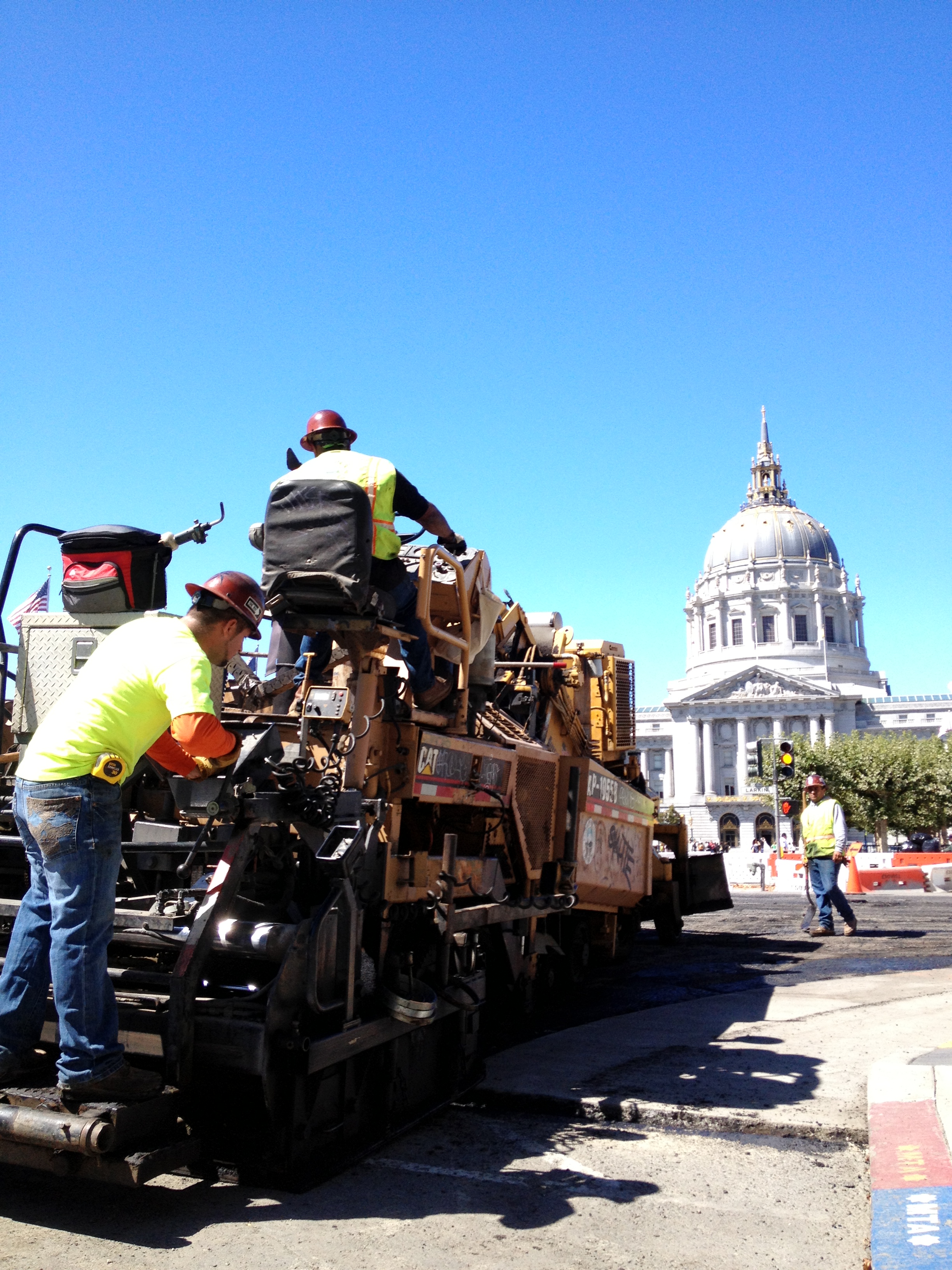 repaving in front of City Hall