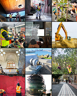 collage of photos of public works activities