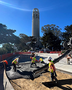 Paving the parking lot in front of Coit Tower