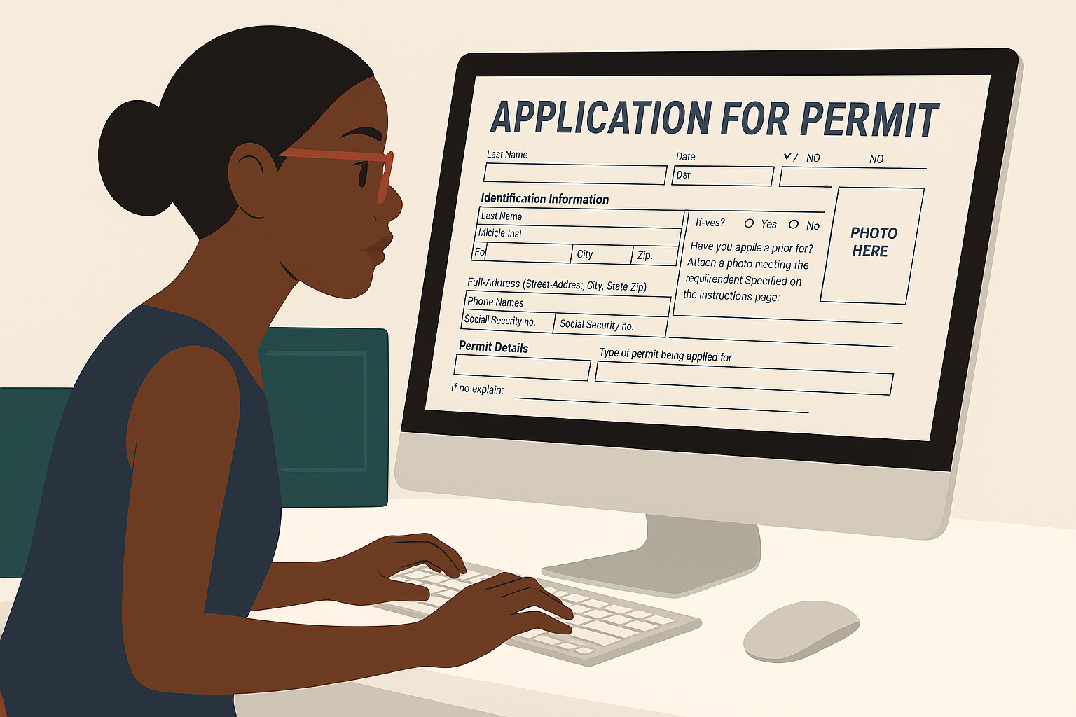 woman applying online for a permit