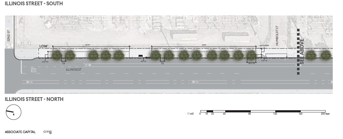 1101 Illinois replacement plan on Illinois sidewalk landscaping plots