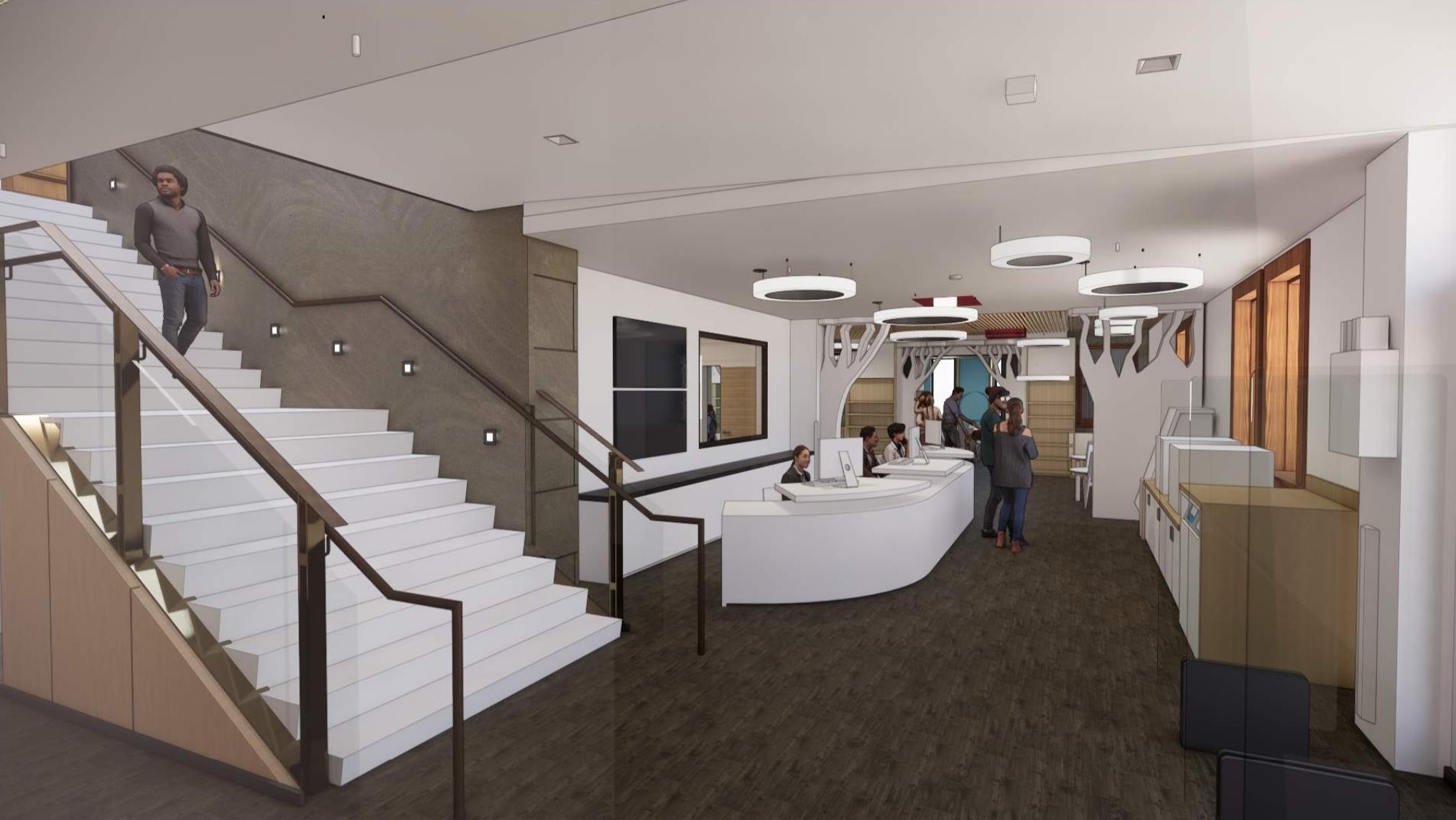 Rendering showing the new library lobby