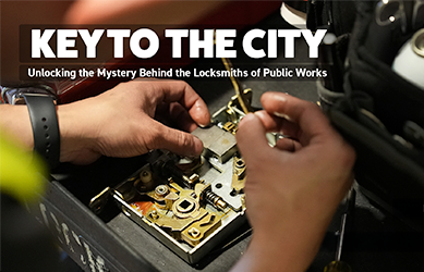 a locksmith is cleaning a mortise lock