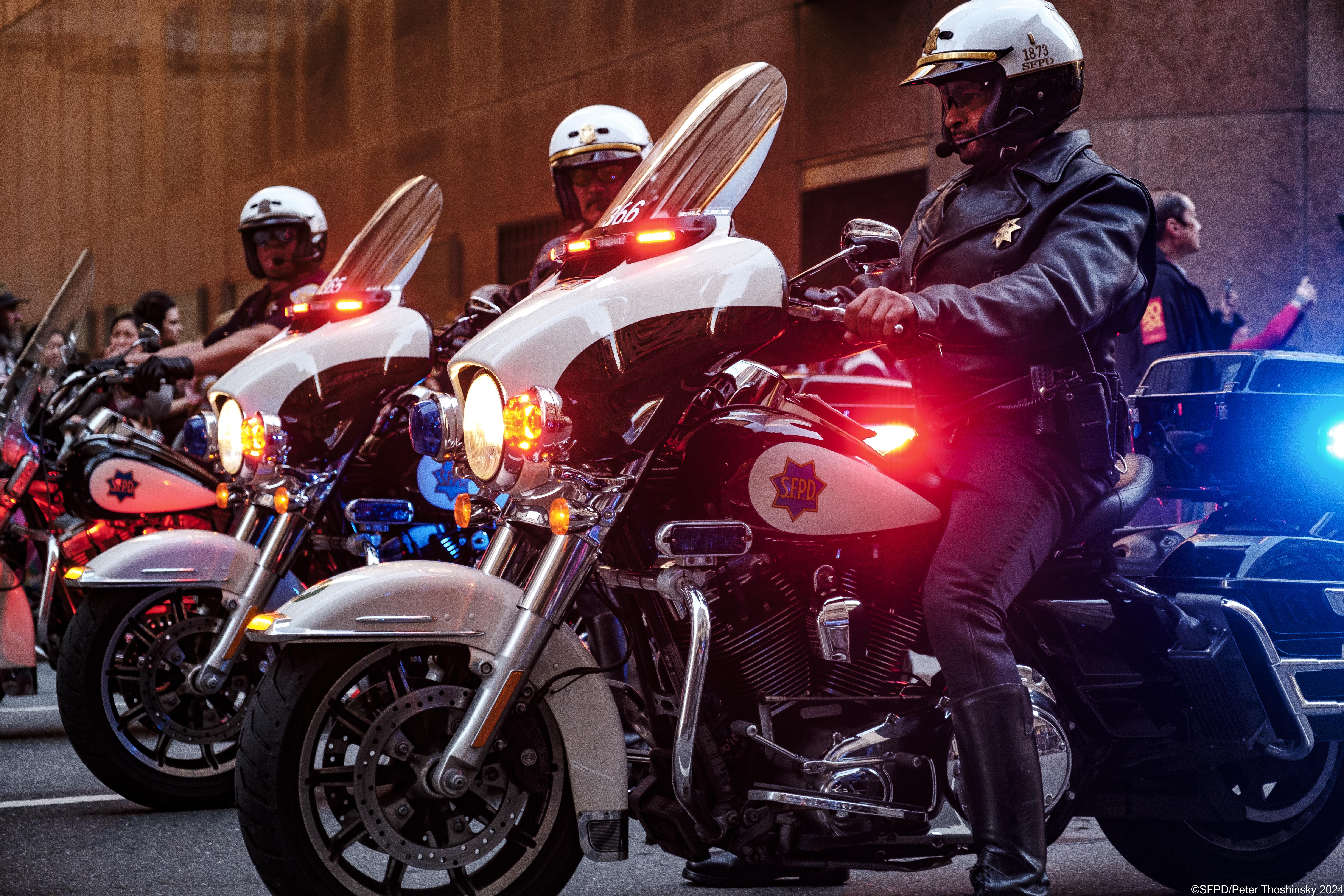 San Francisco Police Department officers on motorcycles 