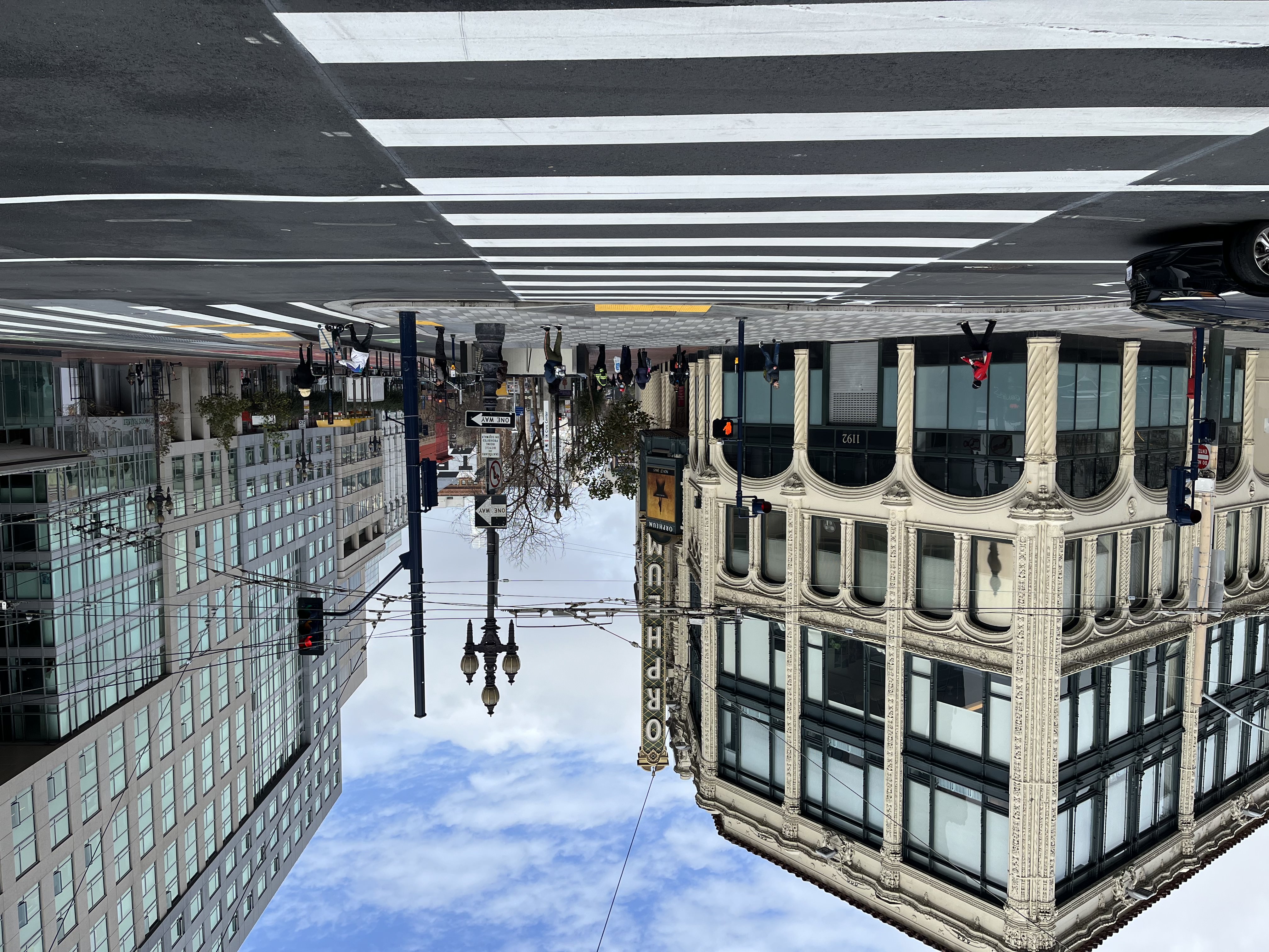 photo of the Market Street and Grove Street intersection, depicting new roadway paving and sidewalk pavers.