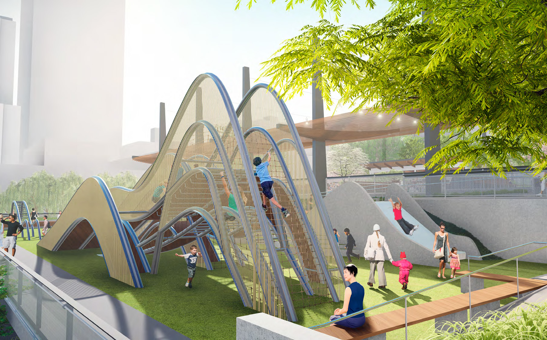 Portsmouth Square-Renderings_Lower Plaza with Children’s Play Area and Adult Fitness