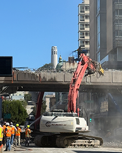 Portsmouth square bridge being demolished