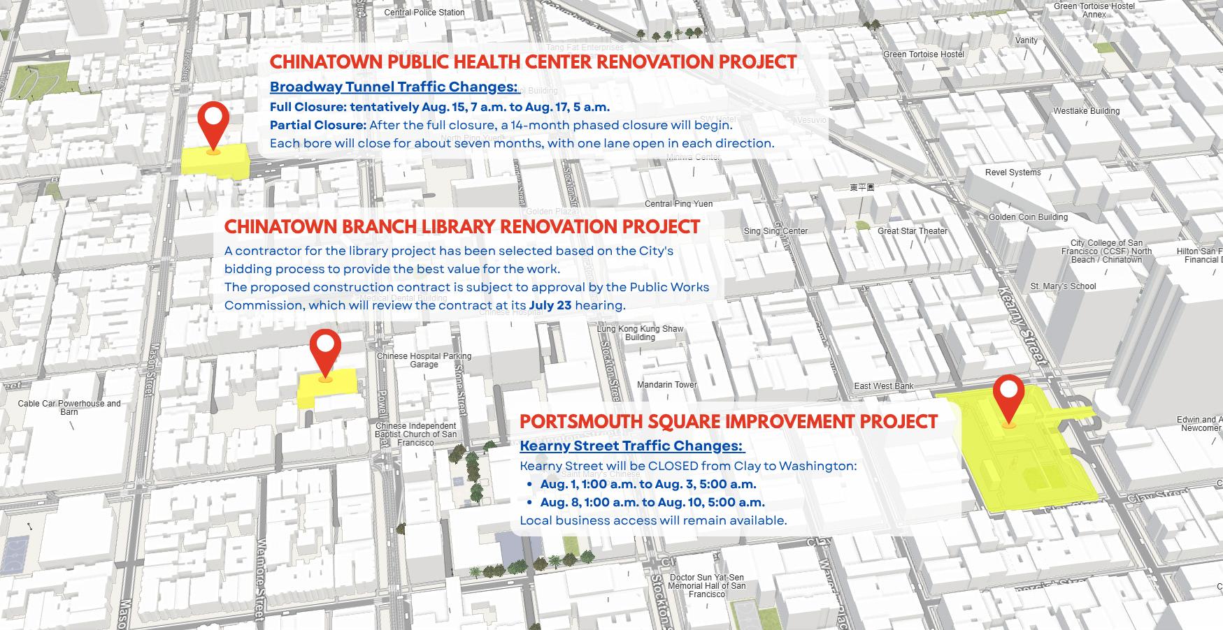 map detailing new Chinatown projects