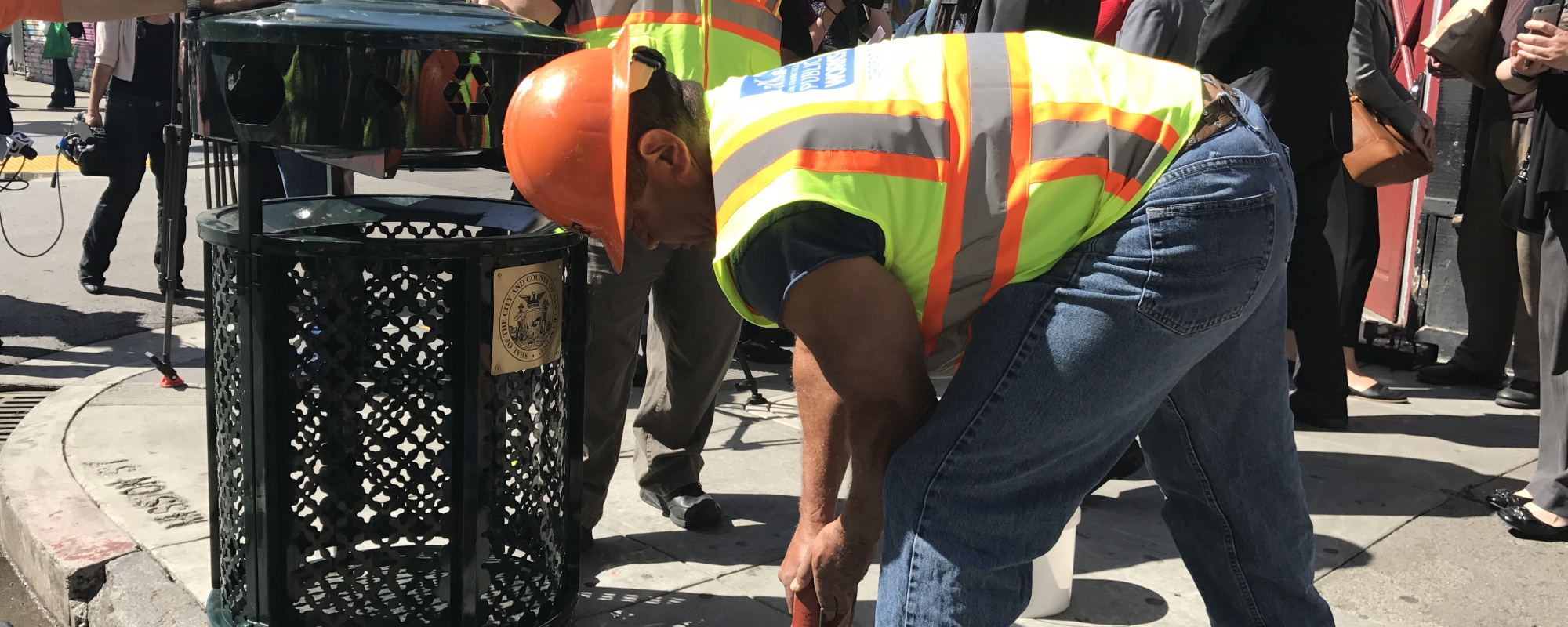 Public Works Staff cleaning up litter