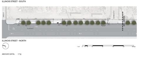 1101 Illinois replacement plan on Illinois sidewalk landscaping plots